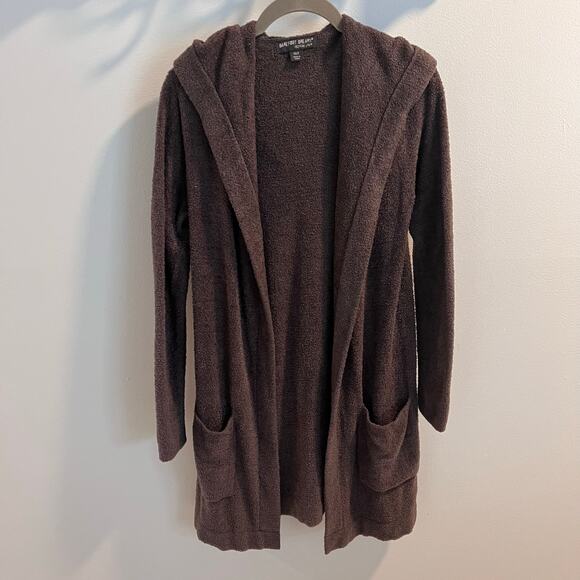 Barefoot Dreams Sweaters - Barefoot Dreams Brown Hooded Open Front Cardigan Sweater Size XS/S